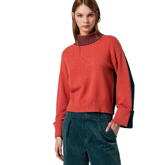 SURKANA - Maglia bicolore con collo perkins elasticizzato-SURKANA-VIALESCARPE