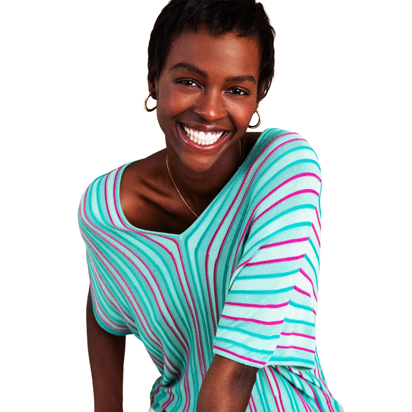 SURKANA - Pullover in maglia manica corta a pipistrello