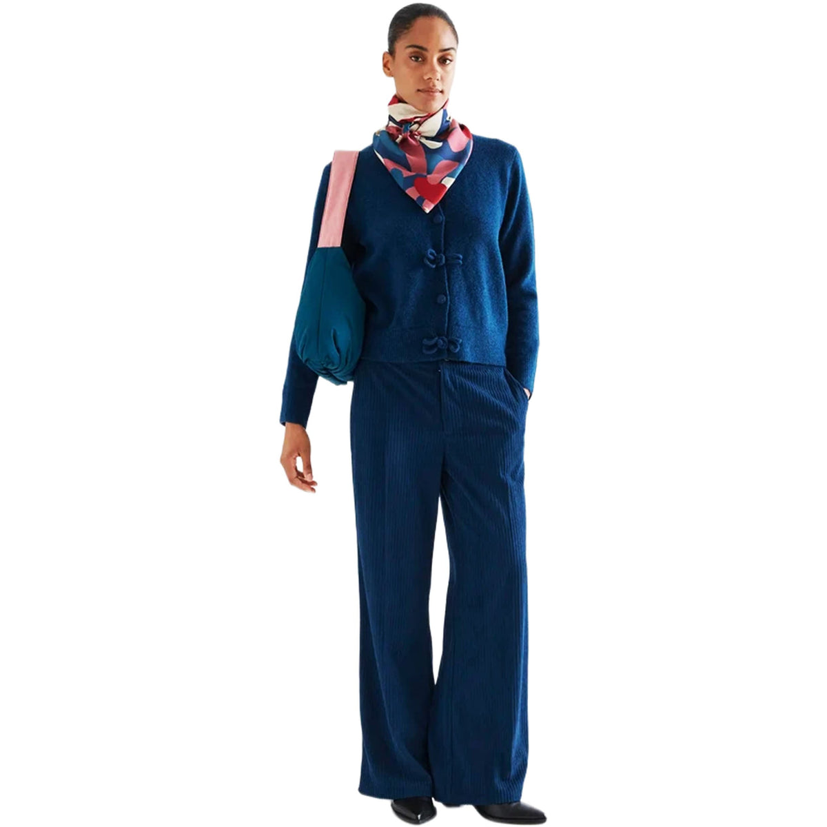 COMPAÑÍA FANTÁSTICA Cardigan blu navy con bottoni annodati