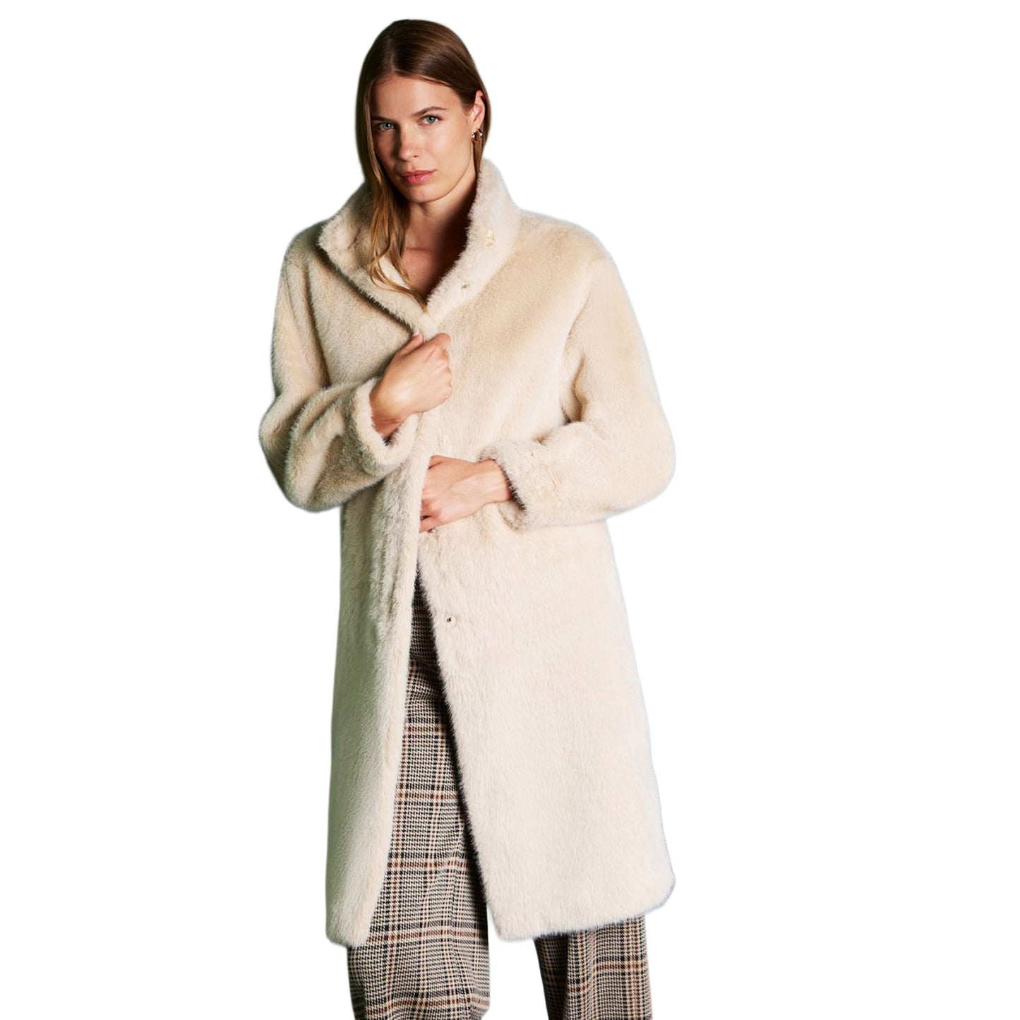 SURKANA - Cappotto effetto pelliccia con collo alto Crudo-SURKANA-VIALESCARPE