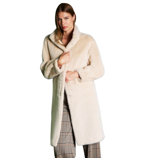 SURKANA - Cappotto effetto pelliccia con collo alto Crudo-SURKANA-VIALESCARPE