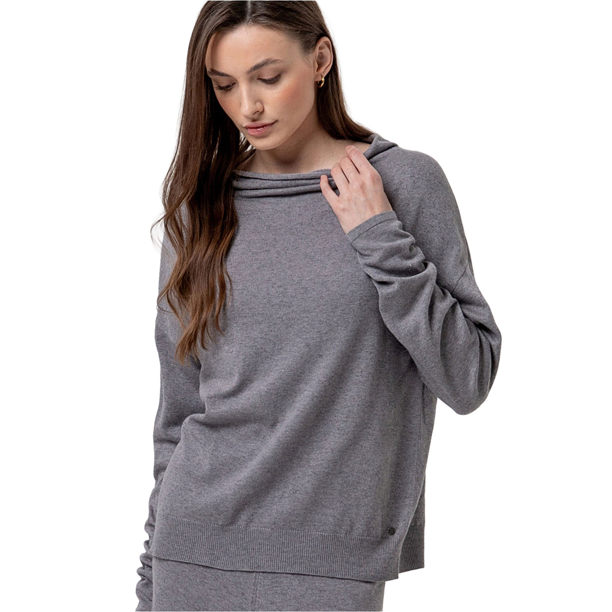 SURKANA Maglione in Maglia di Cotone Grigio Melange