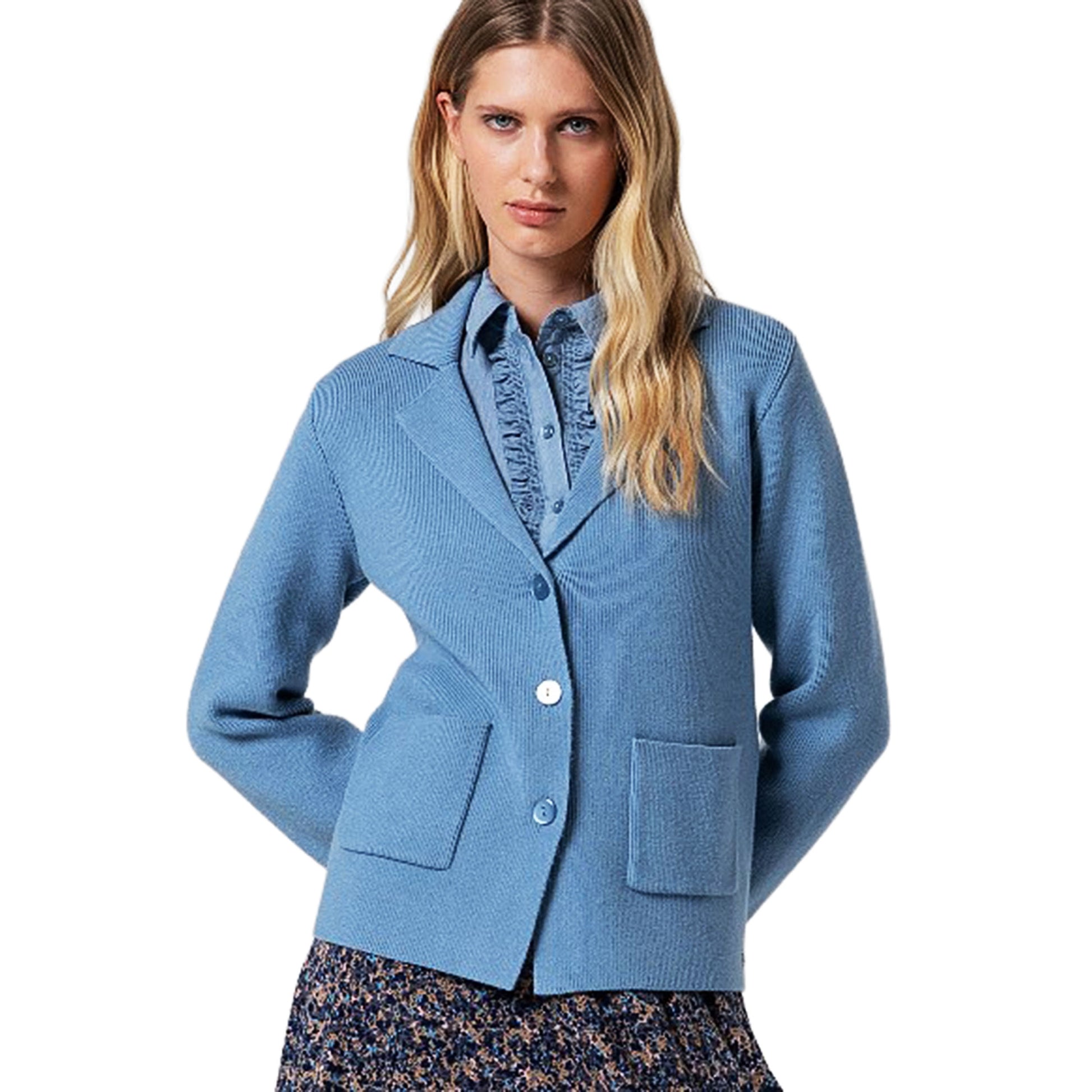 SURKANA - Giacca in maglia con collo a revers e tasche-SURKANA-VIALESCARPE