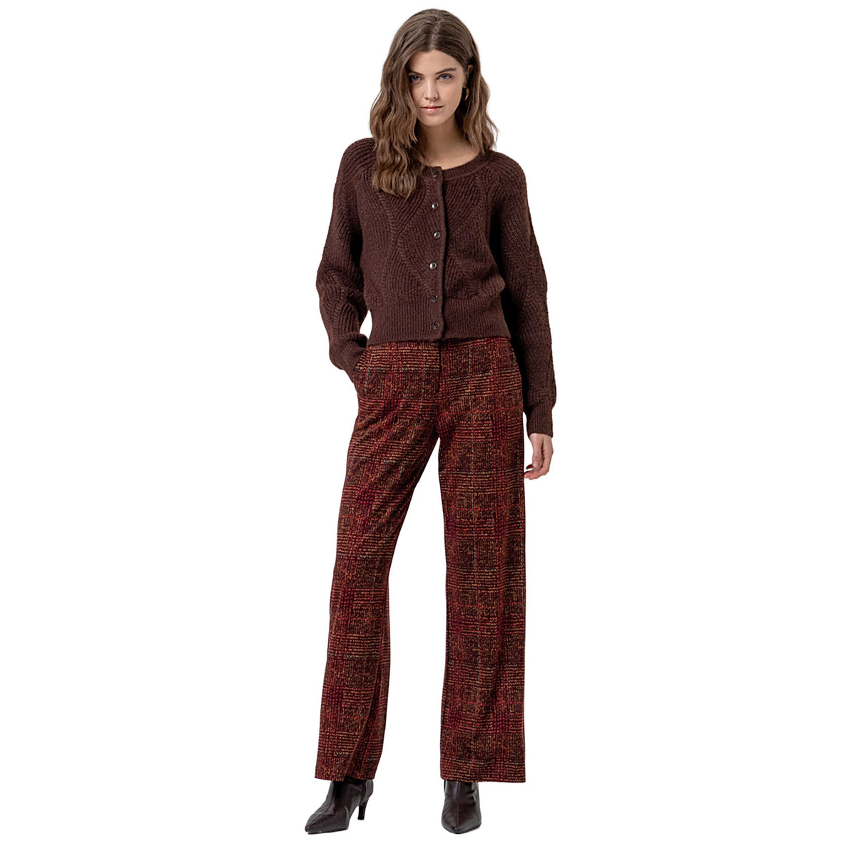 SURKANA Cardigan girocollo con trecce Cioccolato