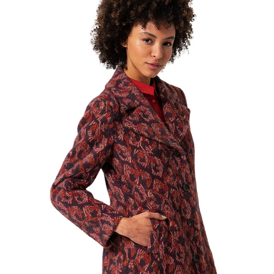 SURKANA - Cappotto lungo con stampa e texture morbida mATTONE-SURKANA-VIALESCARPE