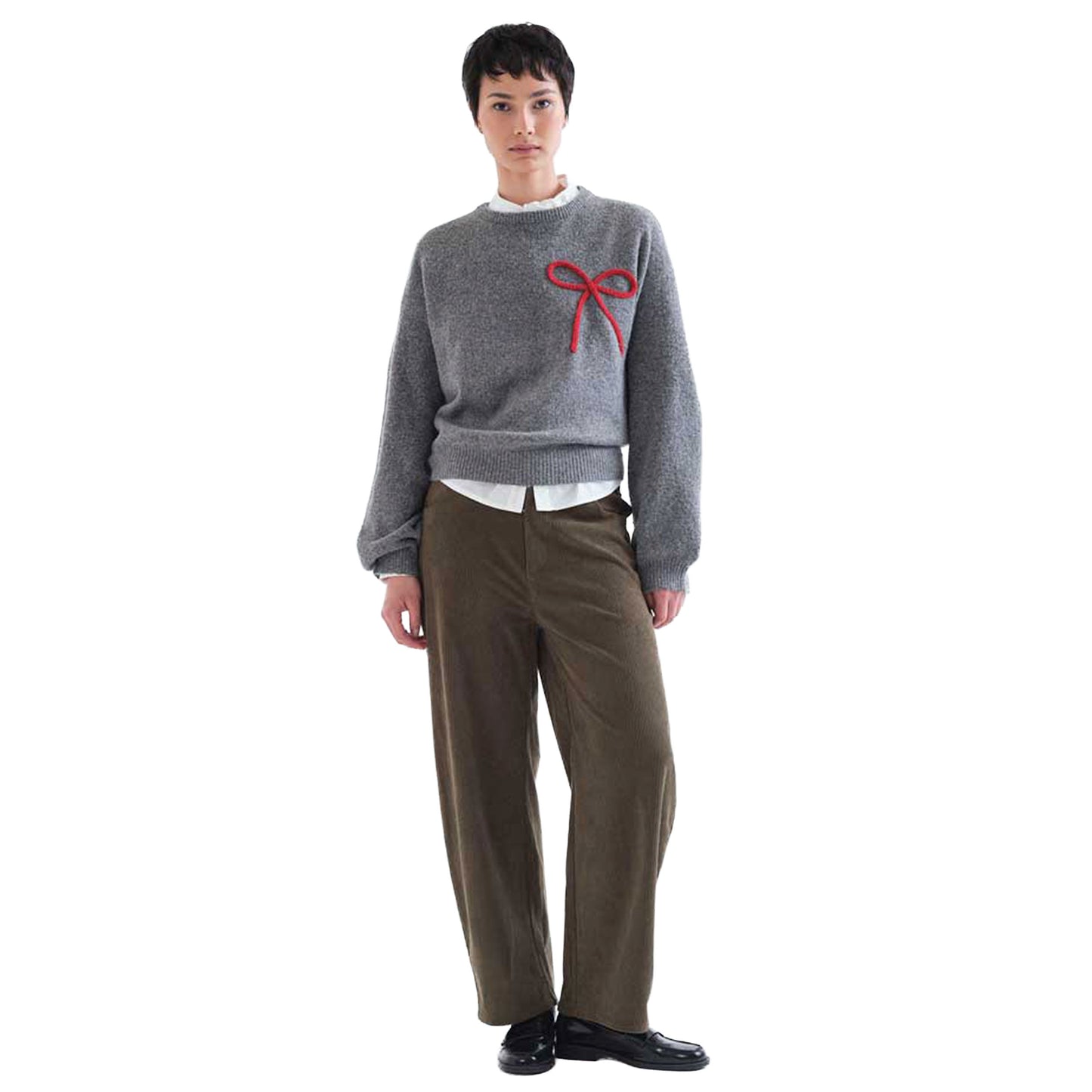 COMPAÑÍA FANTÁSTICA Pantaloni in velluto marrone scuro