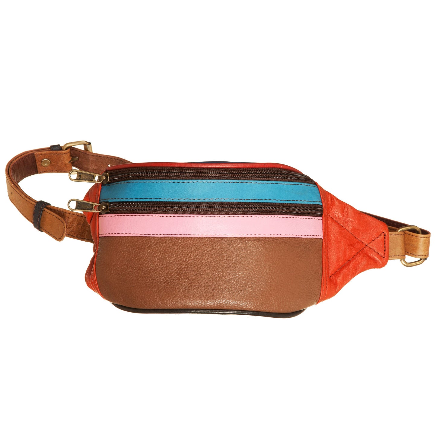 Marsupio Belly liscio 047900L marrone-rosa-bt