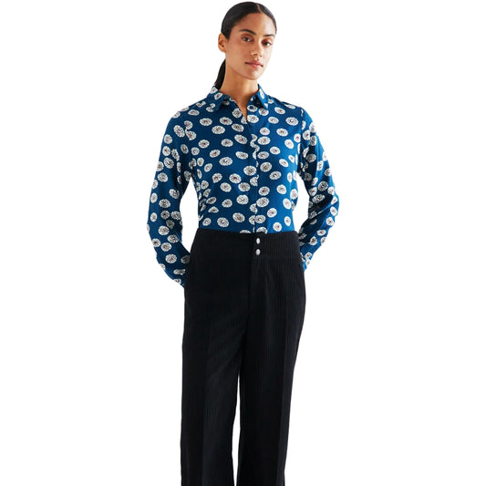 COMPAÑÍA FANTÁSTICA Camicia blu con stampa Carthamus