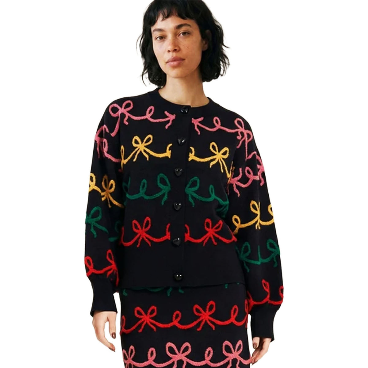 PEPALOVES Cardigan Rebeca Lazos Nero e Multicolor