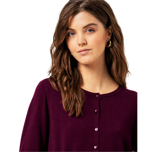 SURKANA Cardigan in Maglia con Collo Tondo Ciliegia