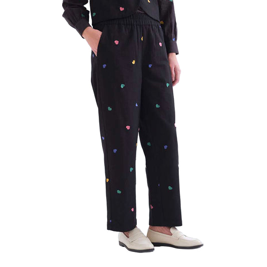 COMPAÑÍA FANTÁSTICA Pantaloni neri con stampa Candy