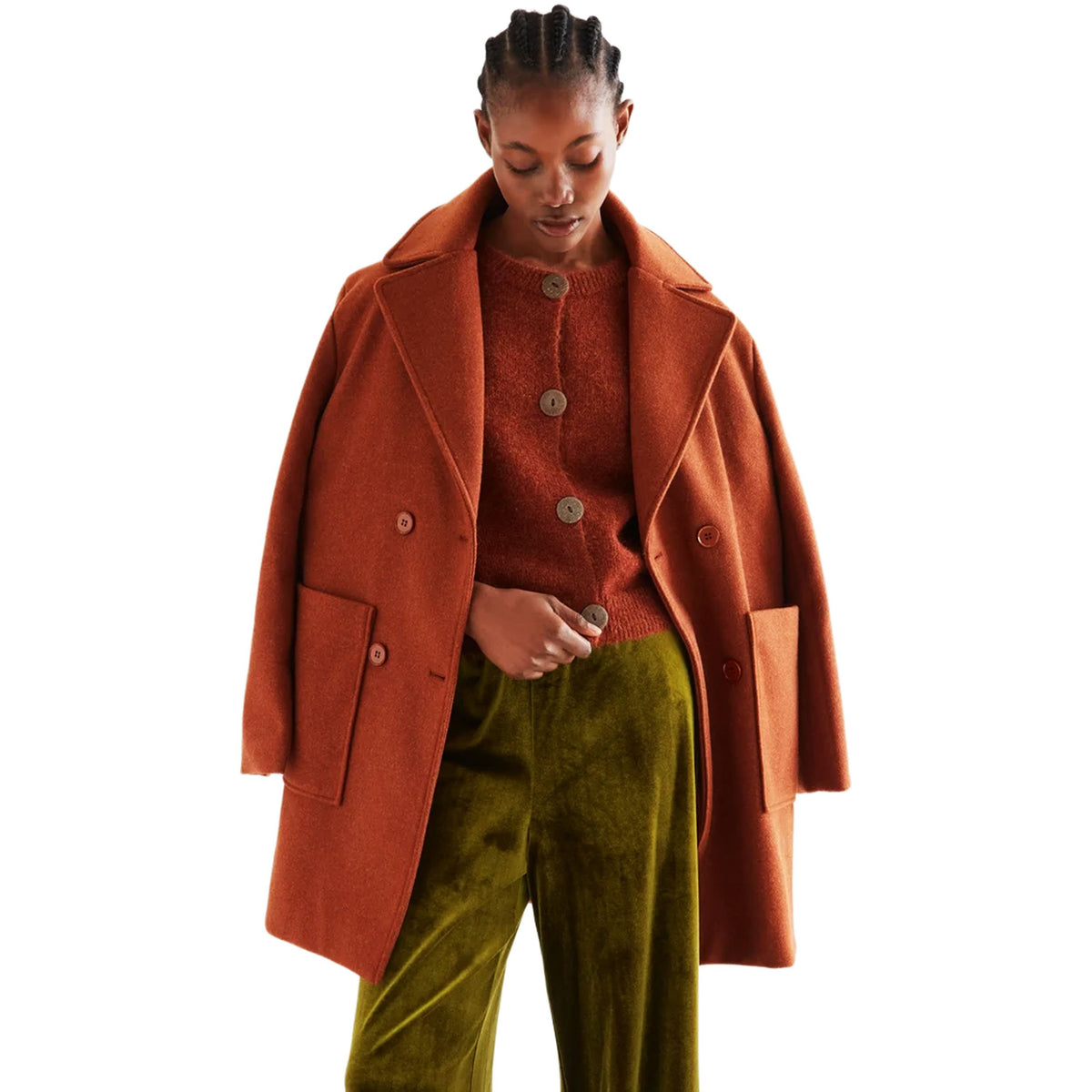 COMPAÑÍA FANTÁSTICA Cardigan in maglia di misto lana Ruggine