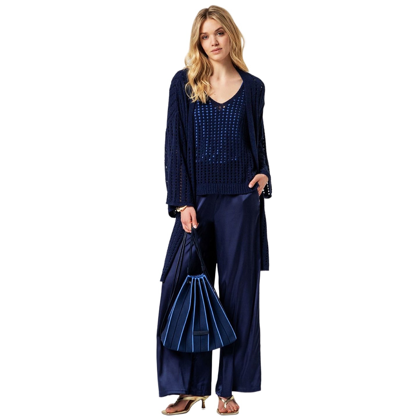 SURKANA Maglia con Scollo a V Blu Scuro