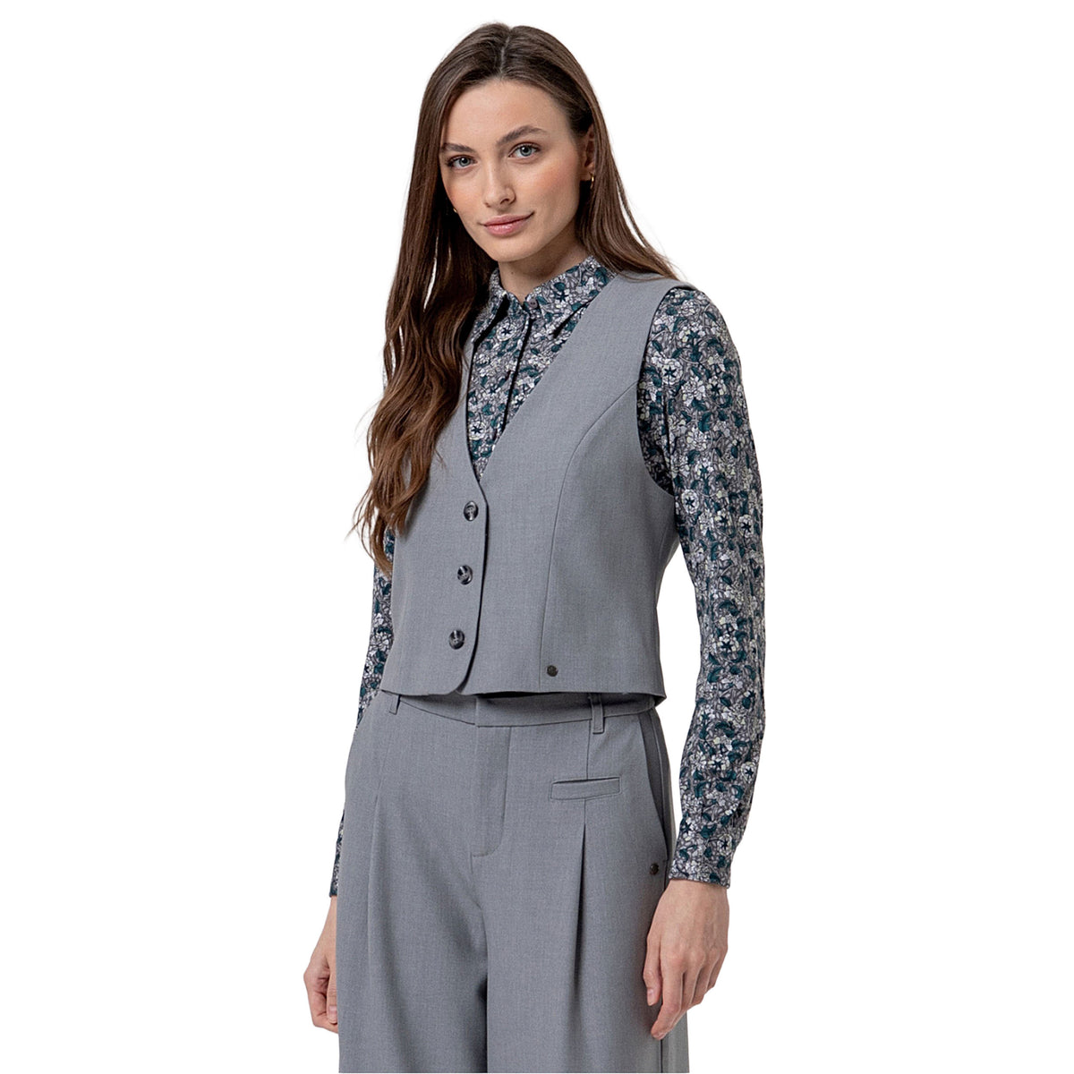 SURKANA Gilet con Fodera Stampata Grigio Melange