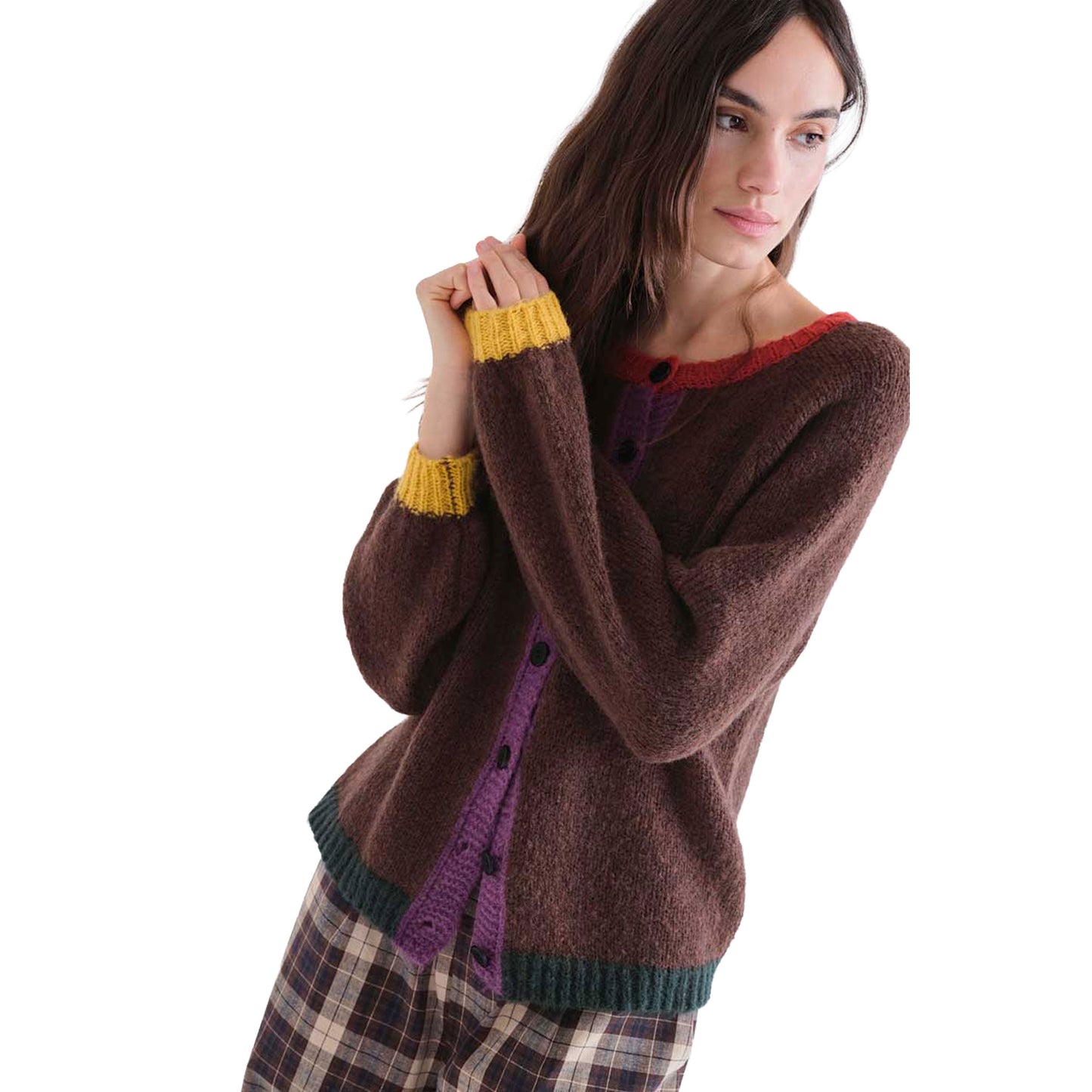 COMPAÑÍA FANTÁSTICA Cardigan in maglia marrone