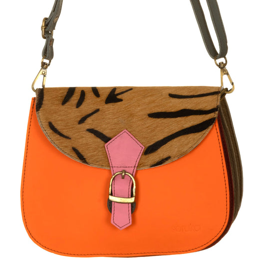 SORUKA Borsa EDNA pelo-stamp Basic Arancio fluo, Zebrato, Rosa,..