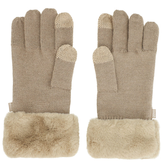 ANEKKE - Guanti in maglia beige con perline-ANEKKE-VIALESCARPE