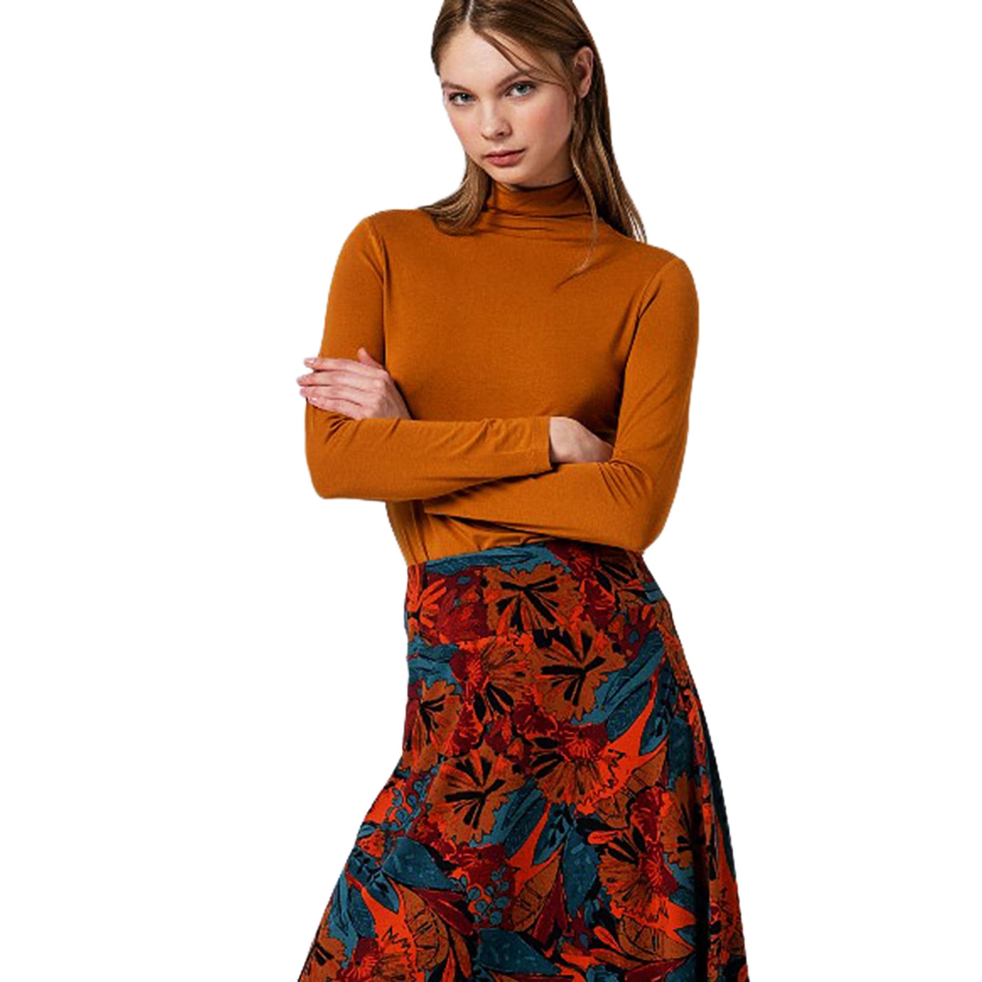 SURKANA - Gonna midi stampata con taglio svasato-SURKANA-VIALESCARPE