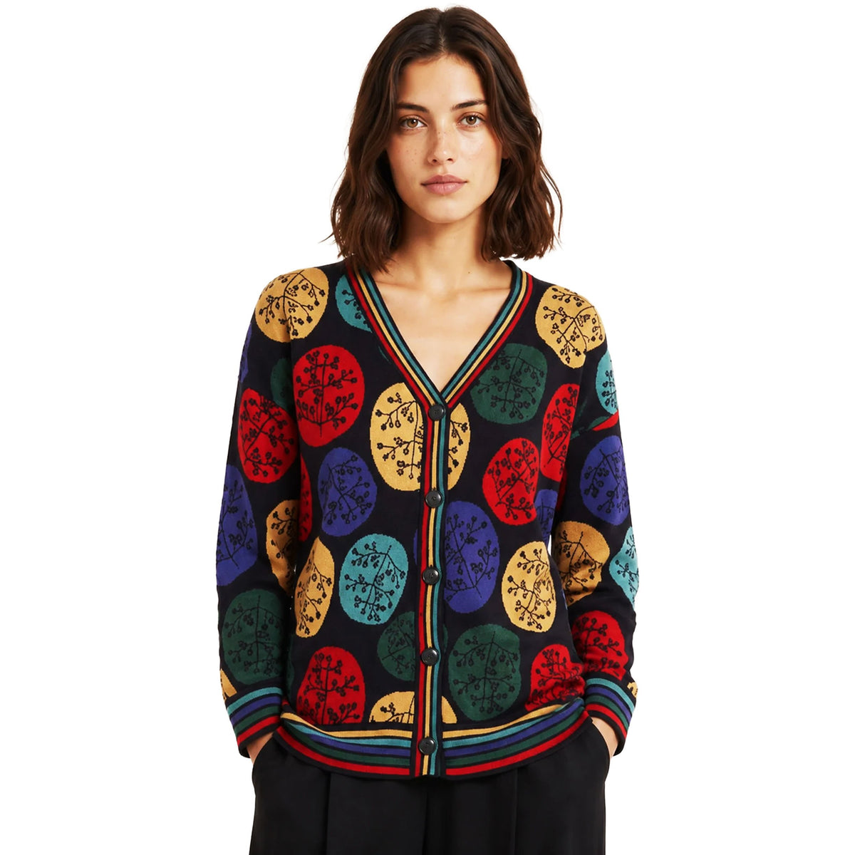 PEPALOVES Cardigan Rebeca Dots Nero Multicolor