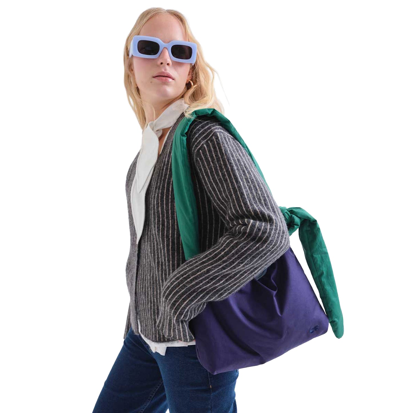 COMPAÑÍA FANTÁSTICA Cardigan a righe grigio scuro e bianco
