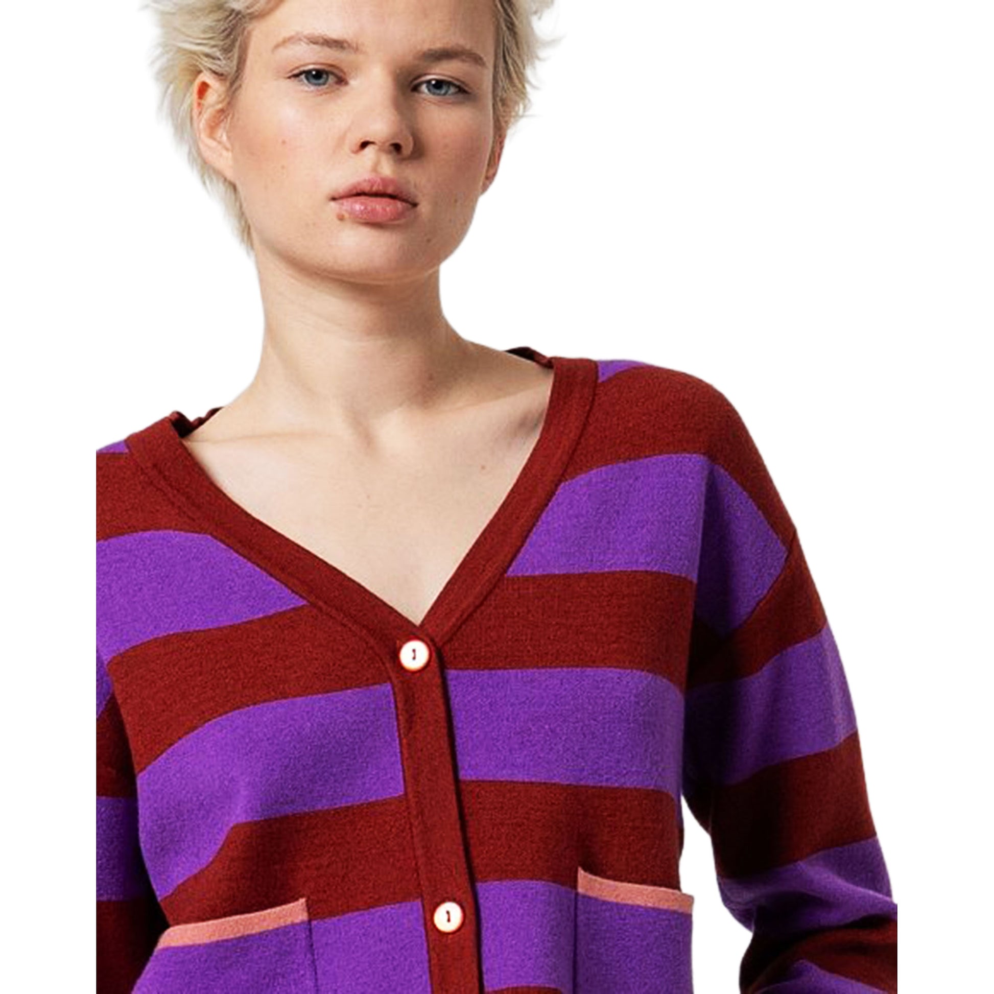 SURKANA - Cardigan corto a righe, con scollo a V-SURKANA-VIALESCARPE