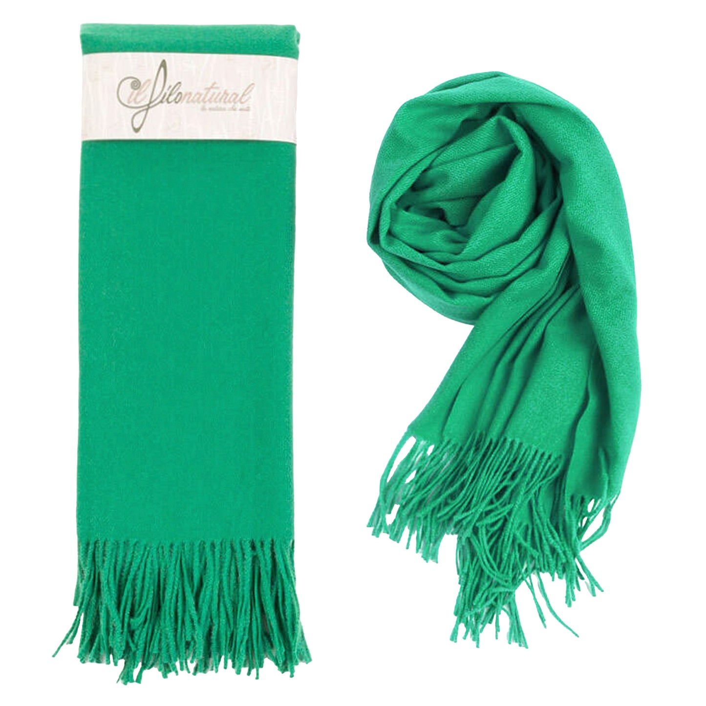 Scialle Pashmina Stola Classica Frange Verde Prato