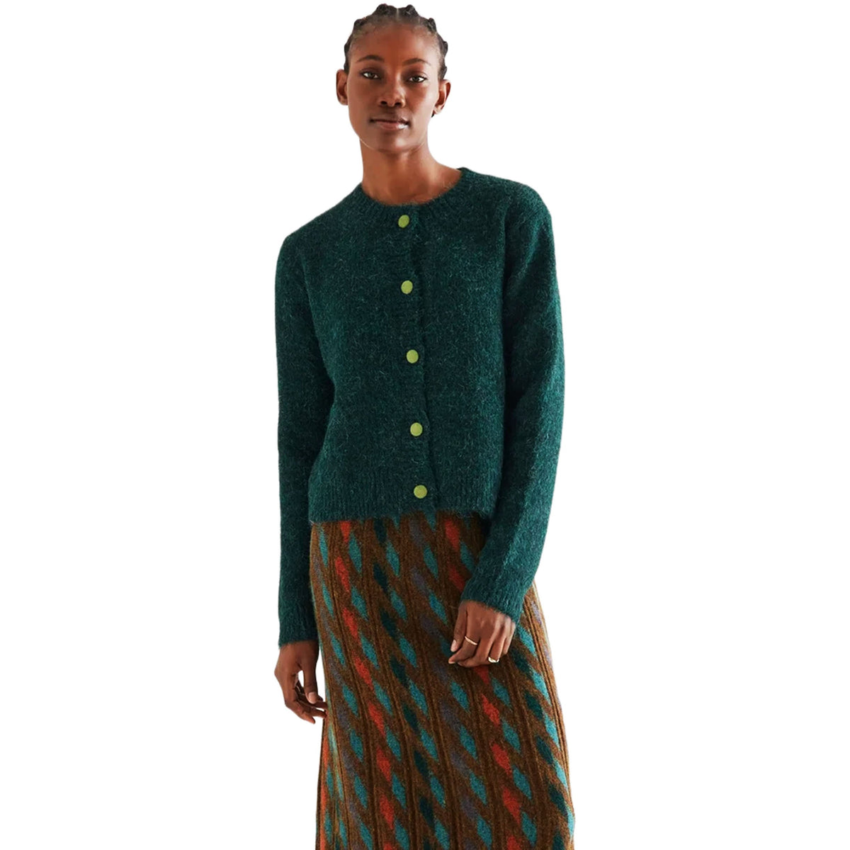 COMPAÑÍA FANTÁSTICA Cardigan verde scuro con bottoni a contrasto