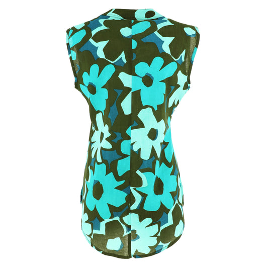 KARAKORUM Blusa Smanicata SANTAL Teal-KARAKORUM-VIALESCARPE