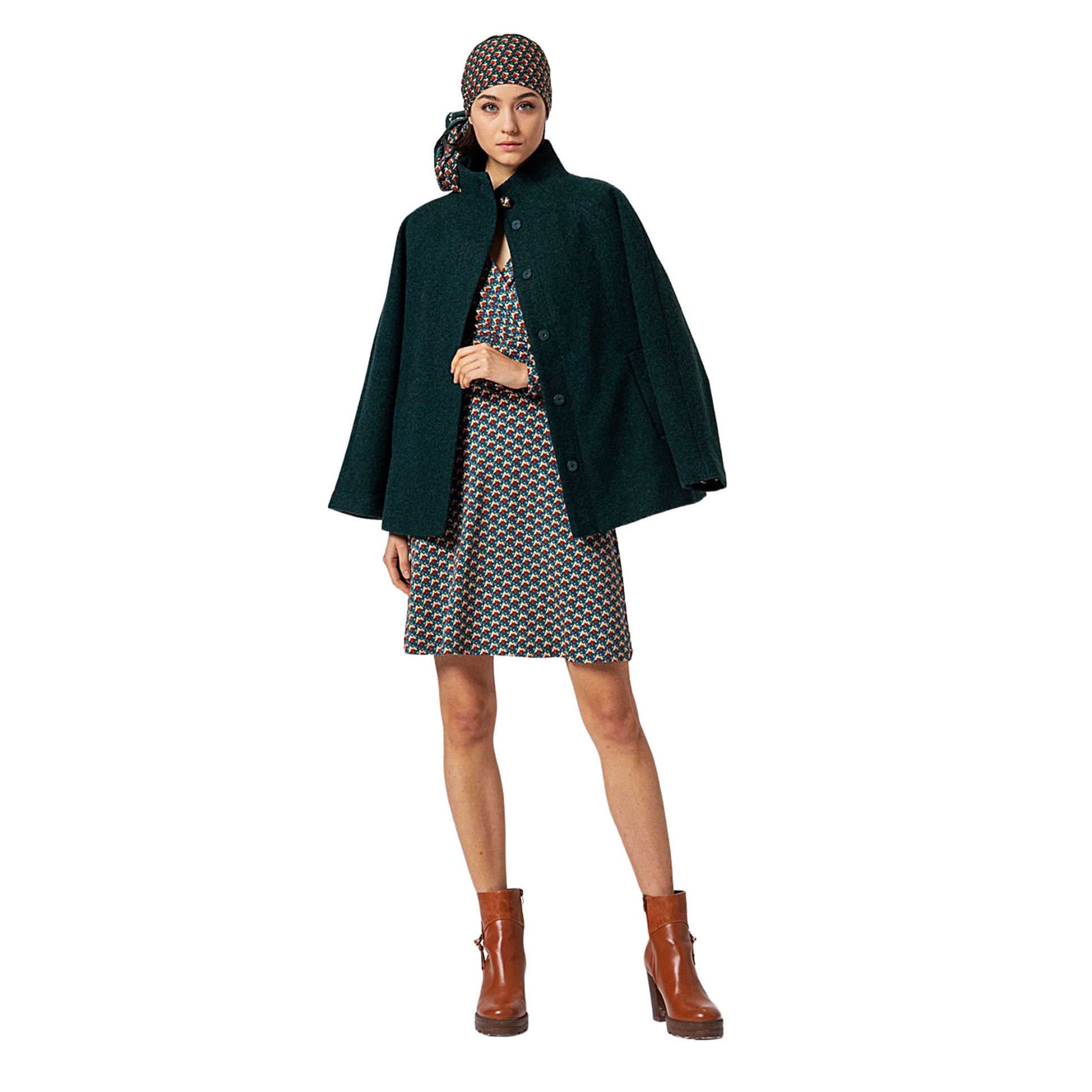 SURKANA - Abito corto elasticizzato a incrocio Petrolio-SURKANA-VIALESCARPE