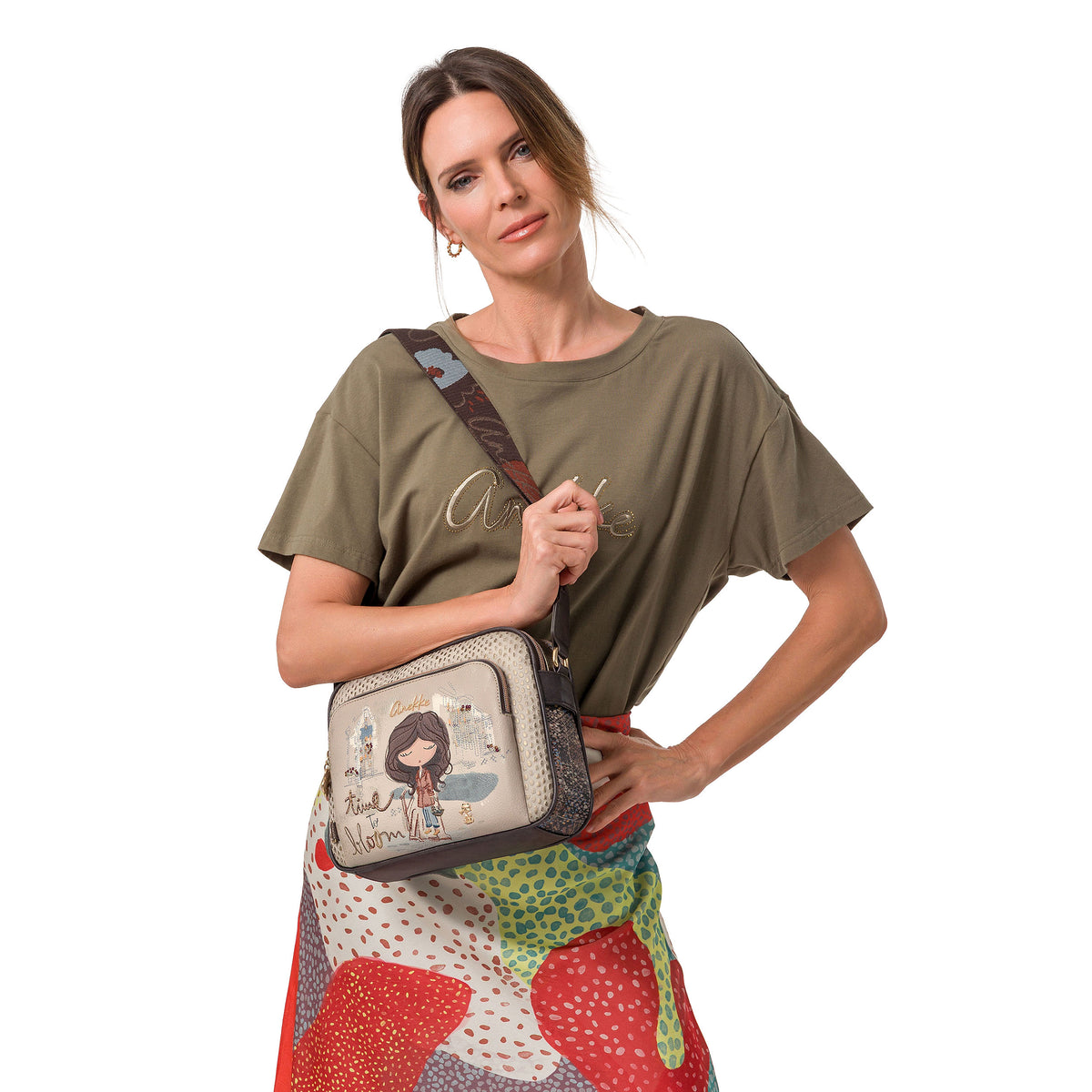 ANEKKE Borsa a Tracolla con tasca frontale Tulip