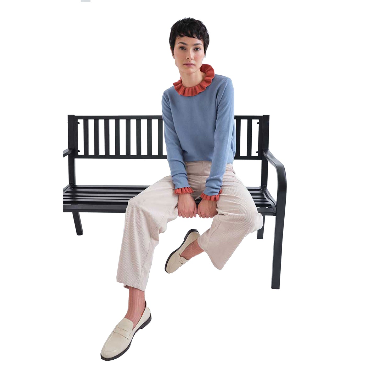 COMPAÑÍA FANTÁSTICA Pantaloni in velluto a coste bianco sporcoCOMPAÑÍA FANTÁSTICA Pantaloni in velluto a coste bianco sporco