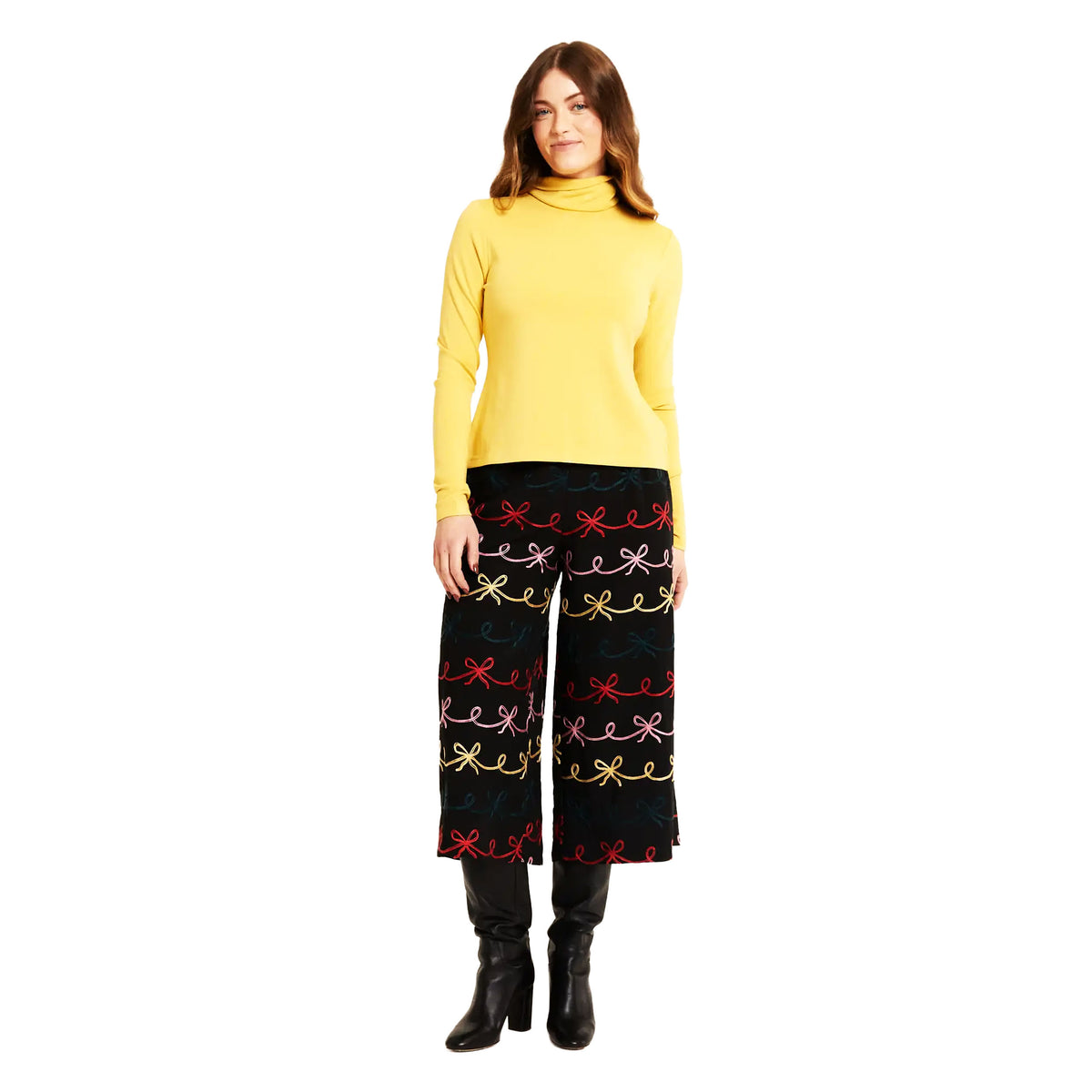 PEPALOVES Pantaloni cropped ricamati con lacci