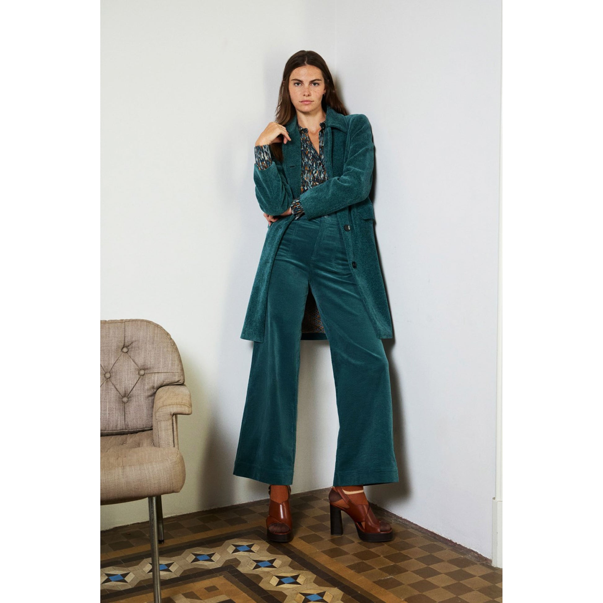 SURKANA - Cappotto dritto con fodera stampata-SURKANA-VIALESCARPE