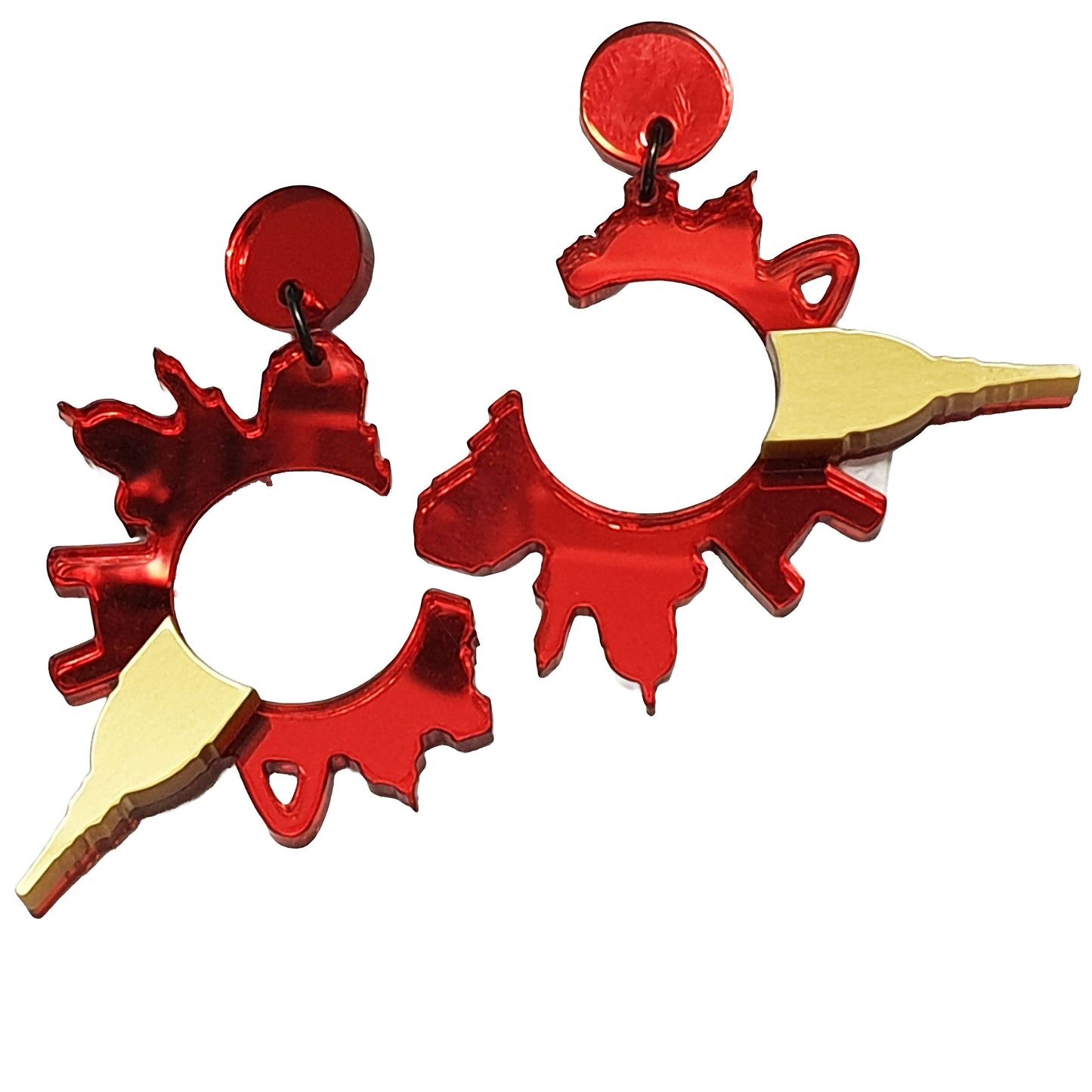 Orecchini pendenti SkyLine Torino rosso e oro