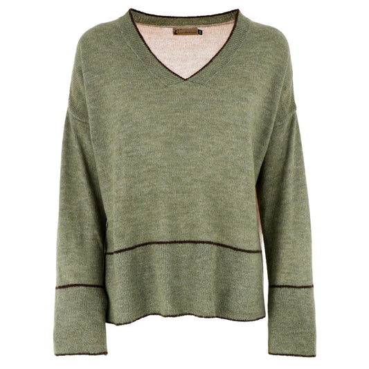 KARAKORUM Maglia SABINA Verde Militare e Beige