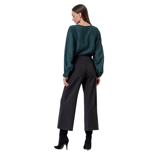 SURKANA Pantalone Wide Leg Grigio Melange-SURKANA-VIALESCARPE