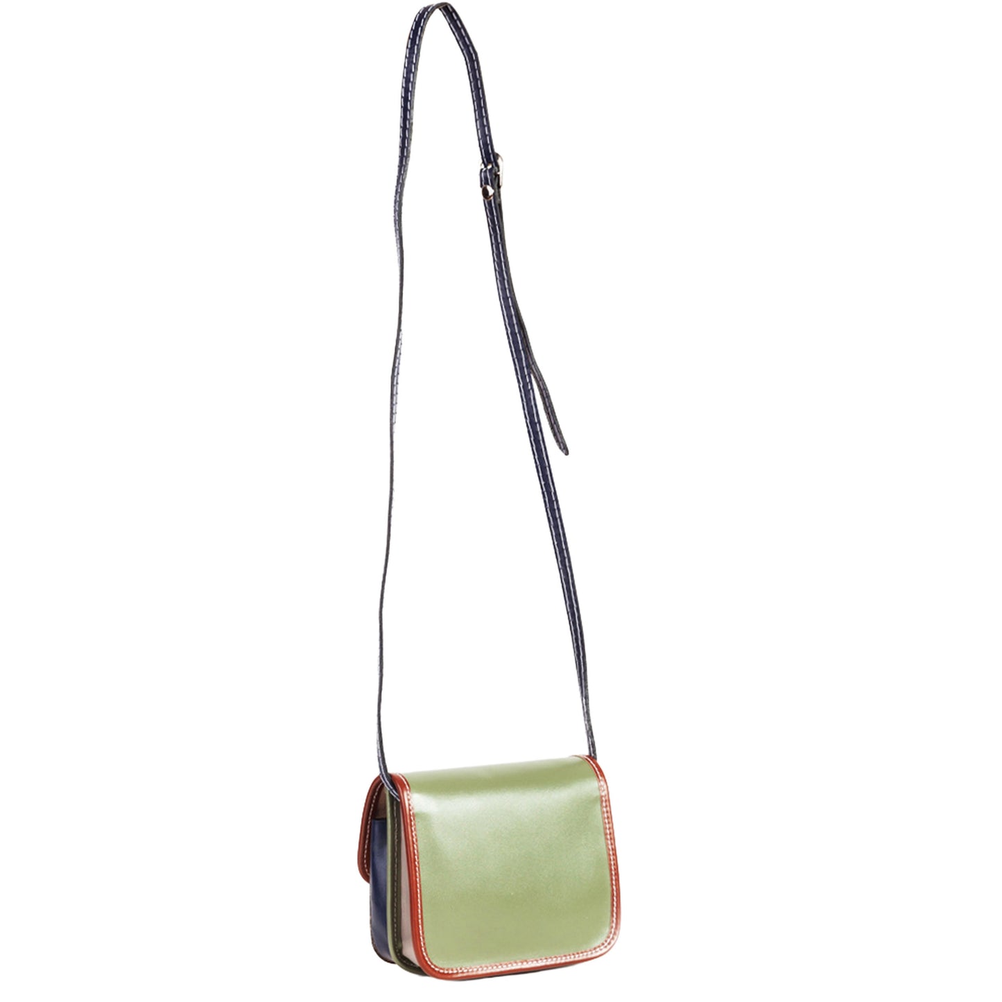Borsa Mini Stile Tolfa a Soffietto Multicolor Oliva in Cuoio