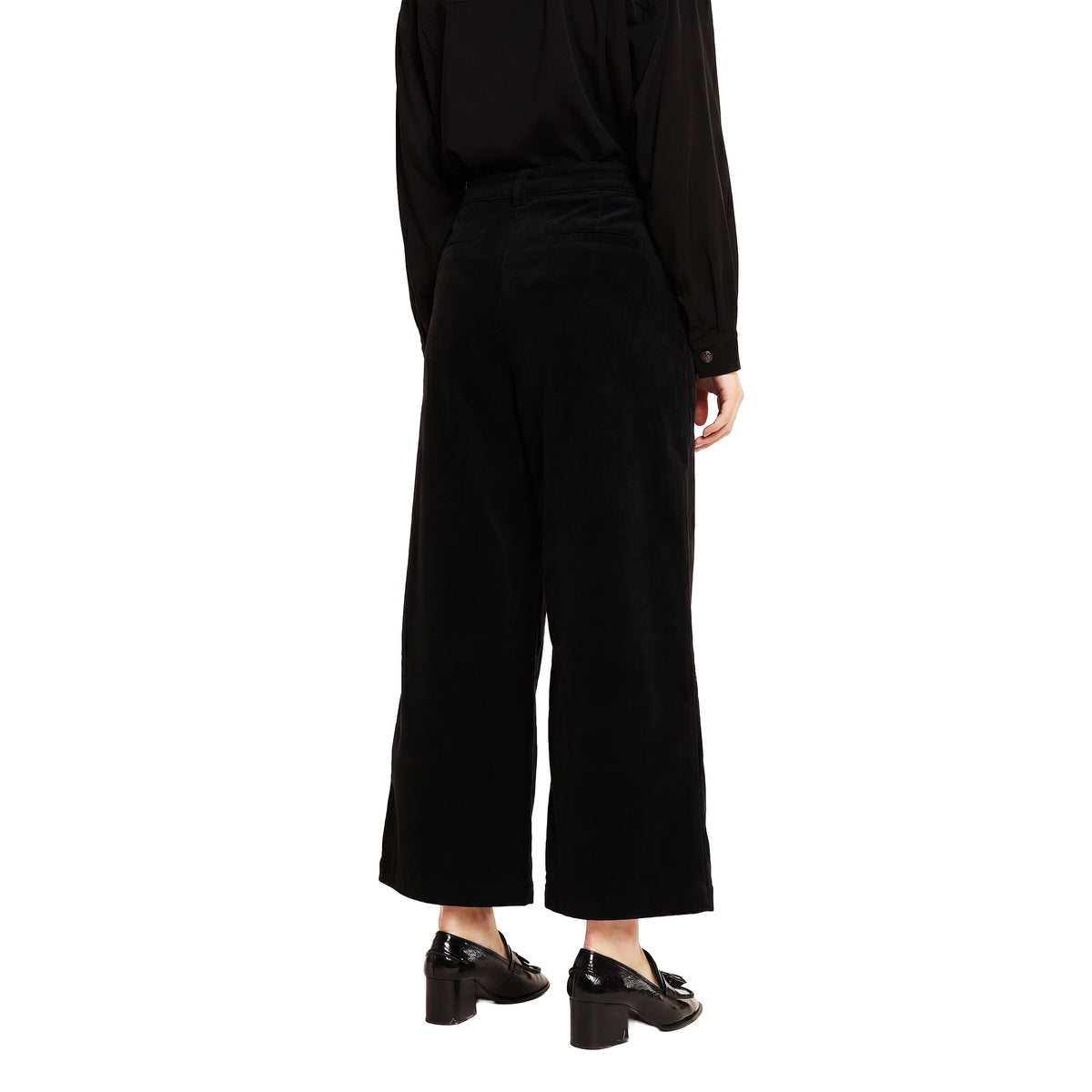 PEPALOVES Pantalone di velluto a coste fine nero
