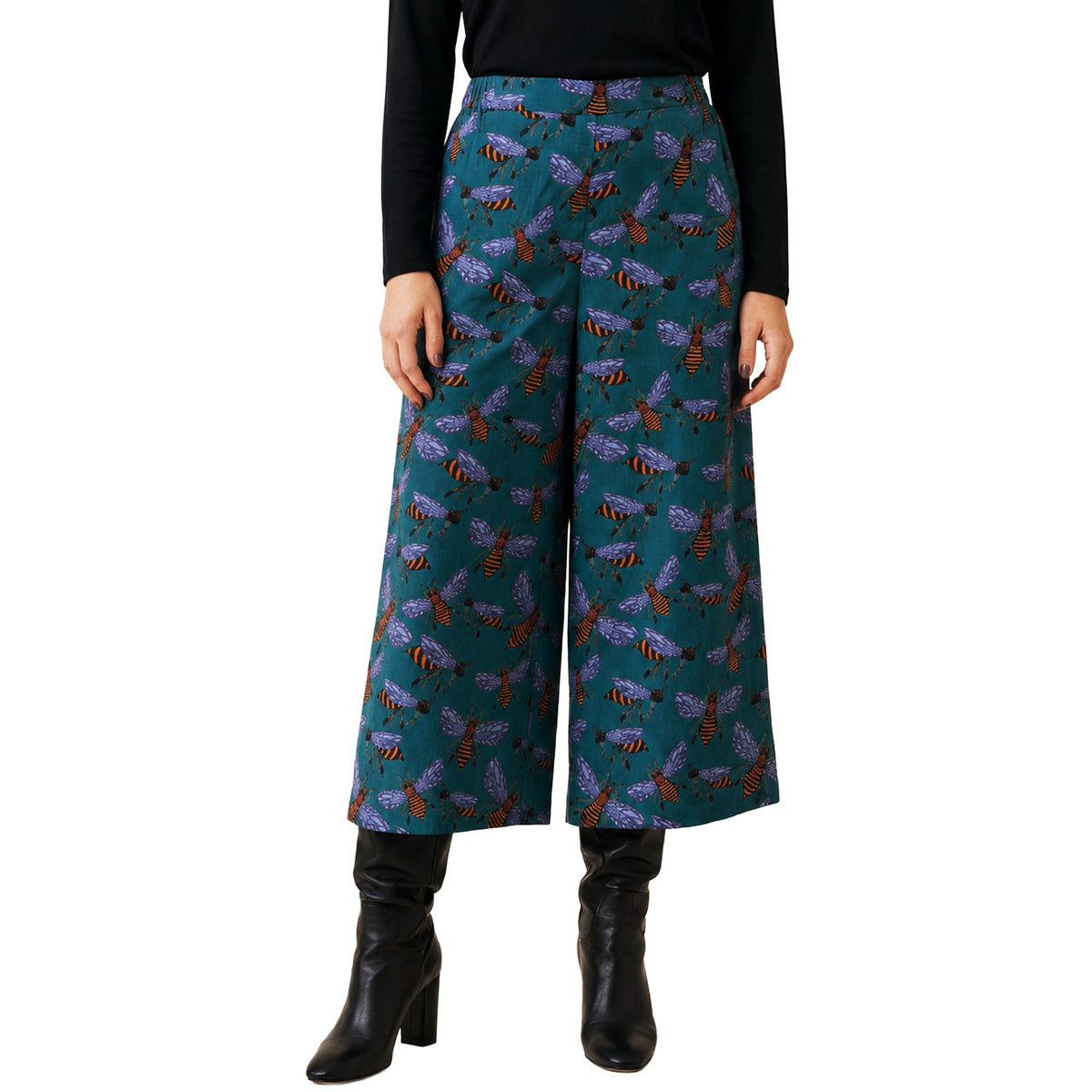 PEPALOVES Pantaloni cropped Bees teal
