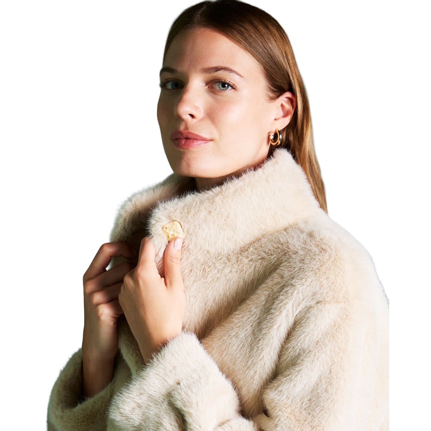 SURKANA - Cappotto effetto pelliccia con collo alto Crudo-SURKANA-VIALESCARPE