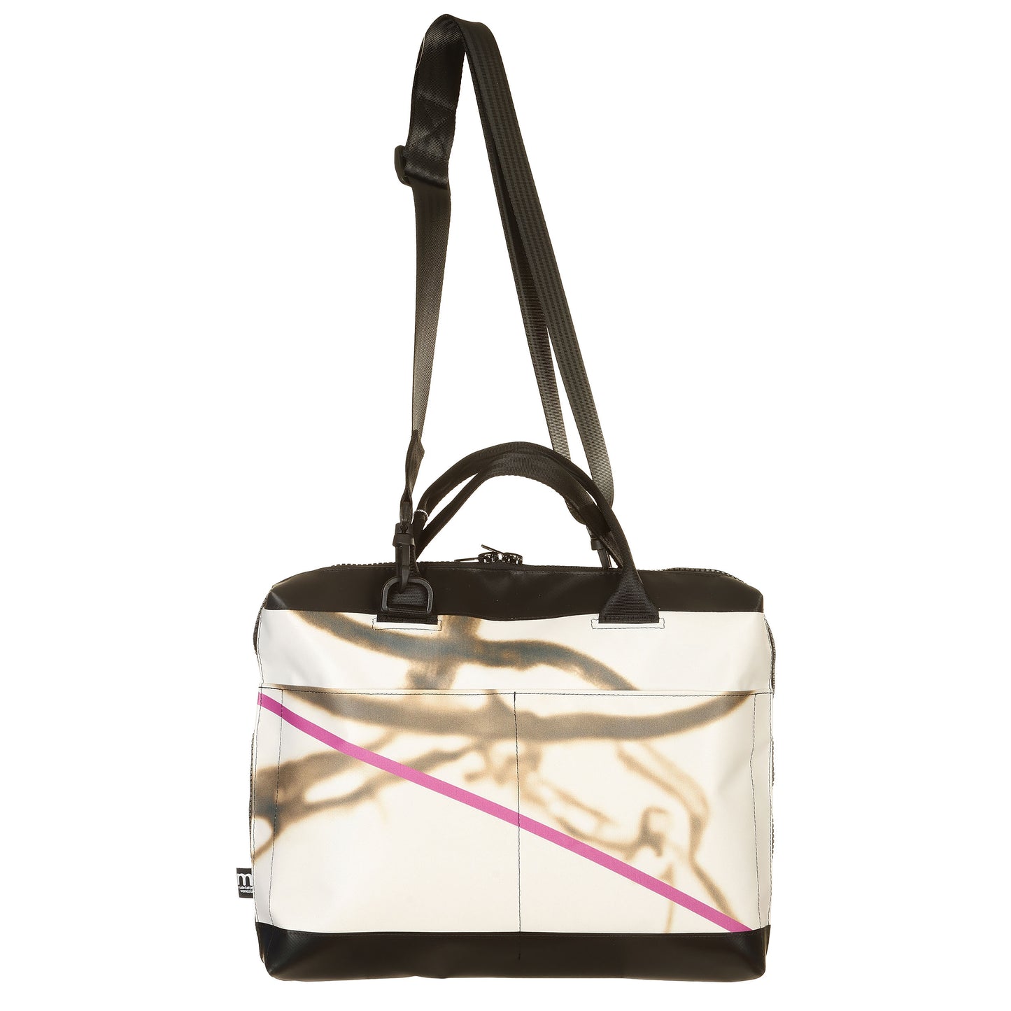 Borsa Office Slim Bianco-Marrone-Fuxia