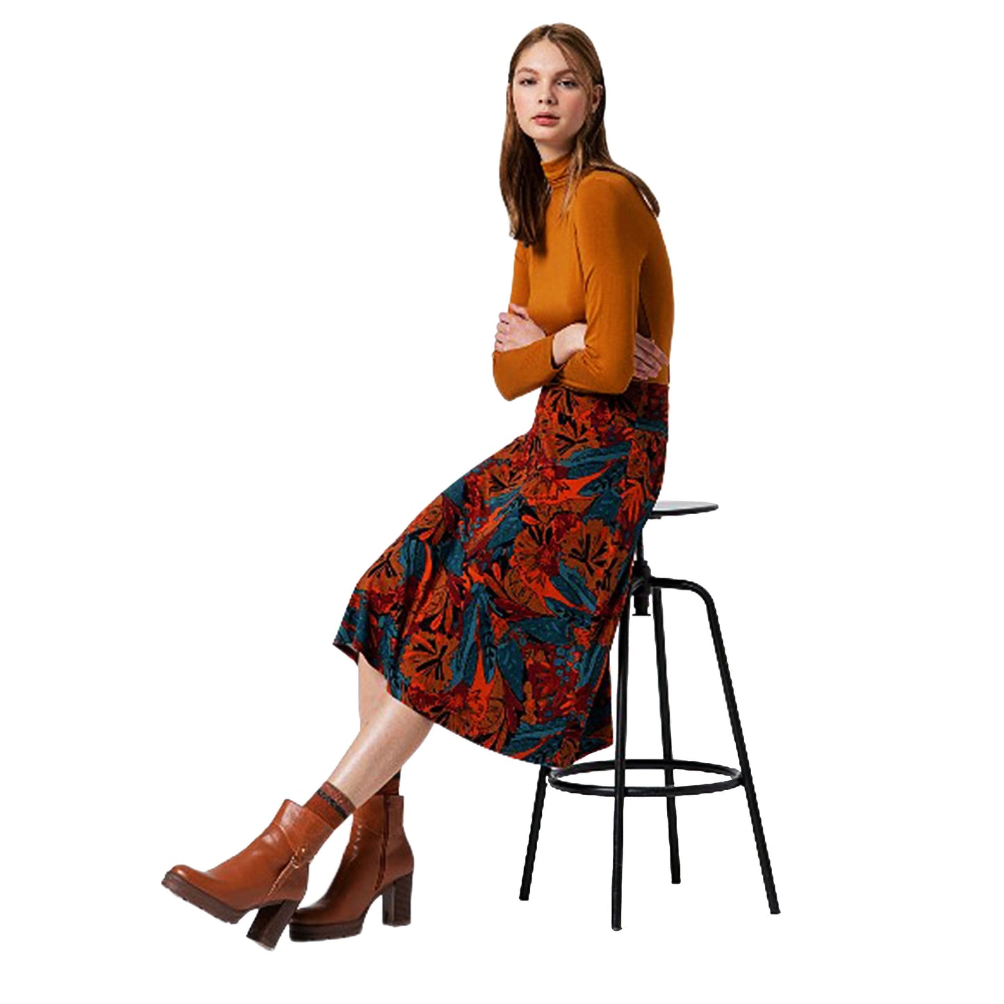 SURKANA - Gonna midi stampata con taglio svasato-SURKANA-VIALESCARPE