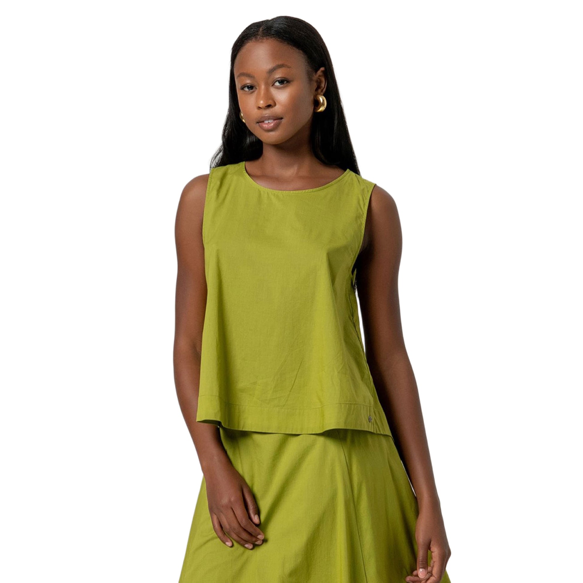 SURKANA Top senza Maniche con Scollo Rotondo Verde Acido-SURKANA-VIALESCARPE
