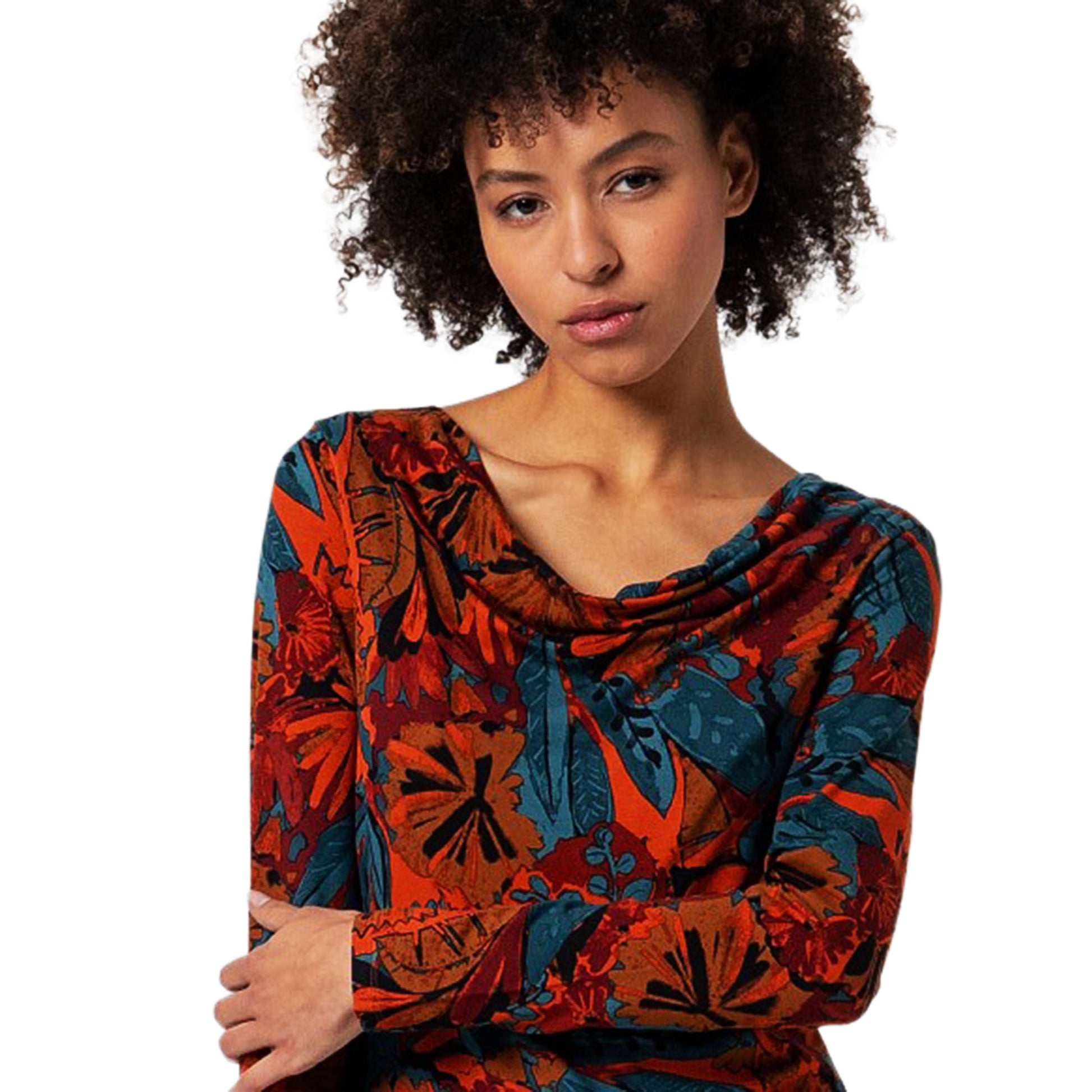 SURKANA - T-shirt aderente elasticizzata con scollo drappeggiato-SURKANA-VIALESCARPE