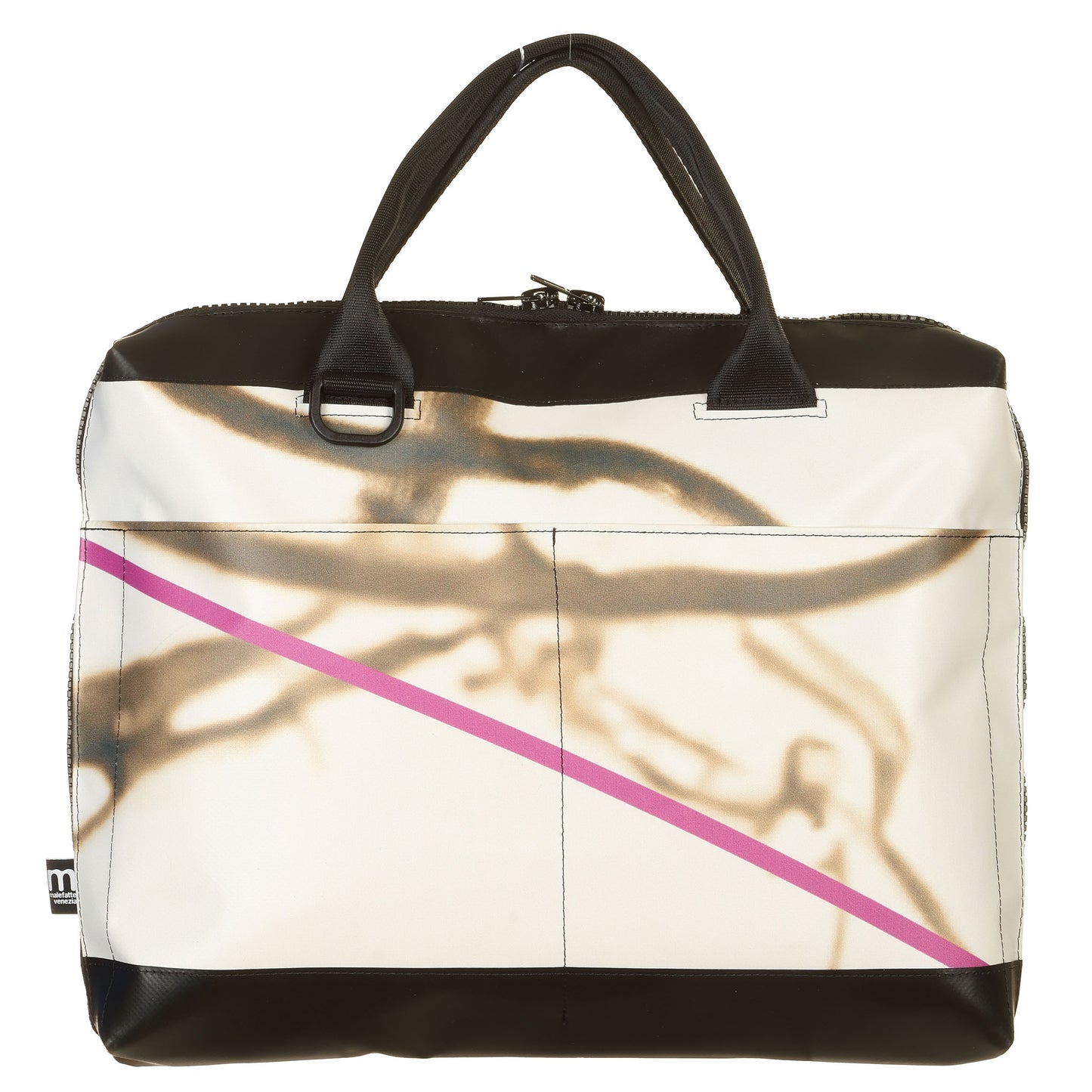 Borsa Office Slim Bianco-Marrone-Fuxia