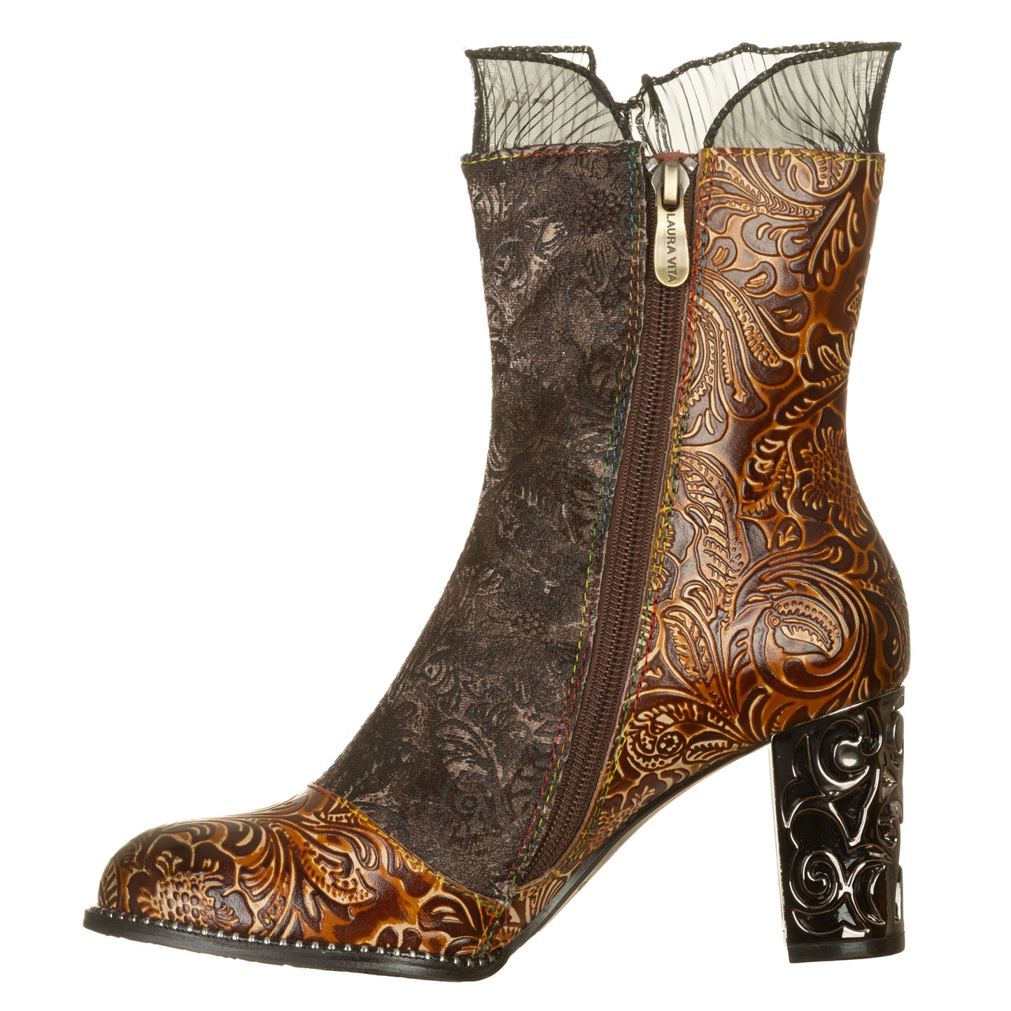 LAURA VITA Stivaletti con tacco lavorato LEDAO48 Vialescarpe