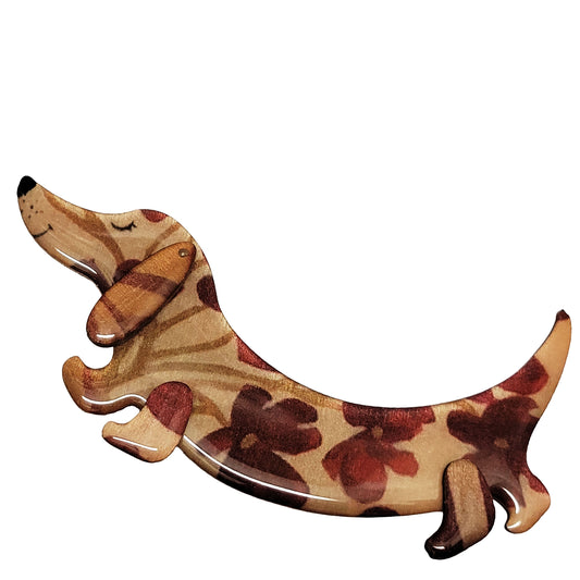 Picà Spilla con Bassotto Beige e Marrone