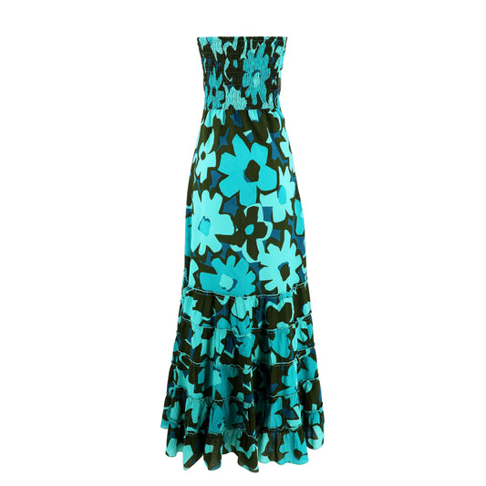 KARAKORUM Abito Lungo SANTAL Teal e Multicolor