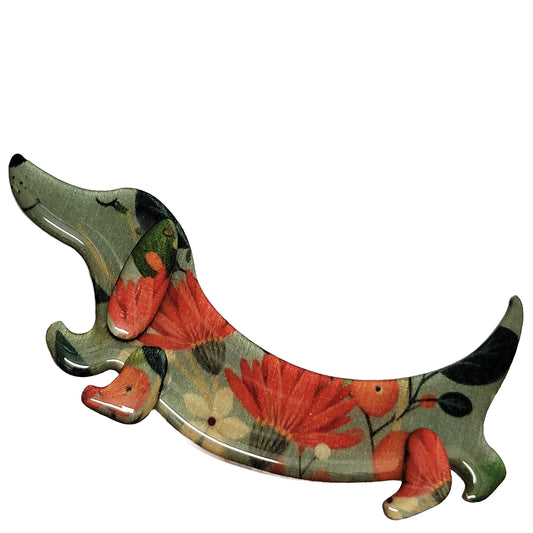 Picà Spilla con Bassotto grigio e rosso