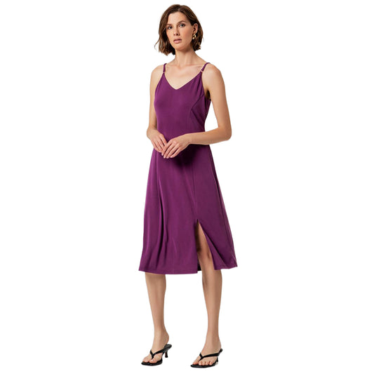 SURKANA Abito a Spalline con Spacco Porpora